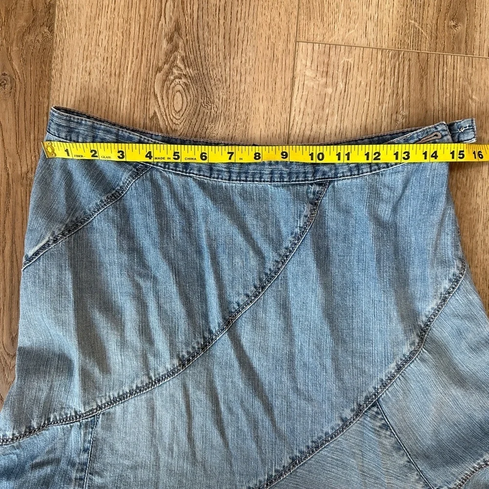 Vintage boho Ralph Lauren jeans a line fit n flare patchwork seam denim skirt